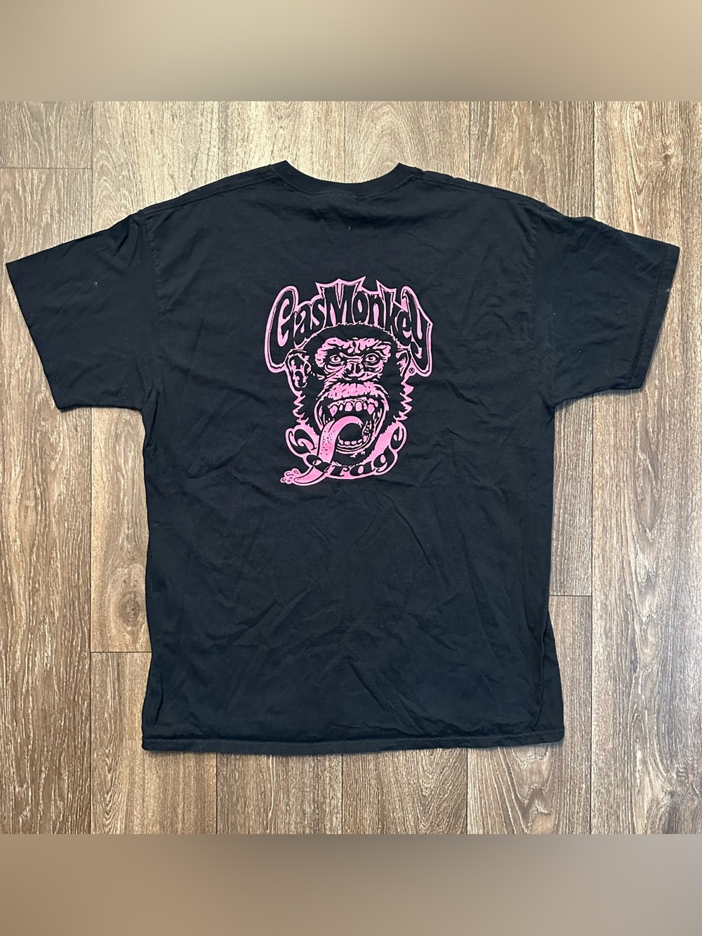 2000’s Y2K double sided print pink gas monkey garage black T-shirt Sz XL